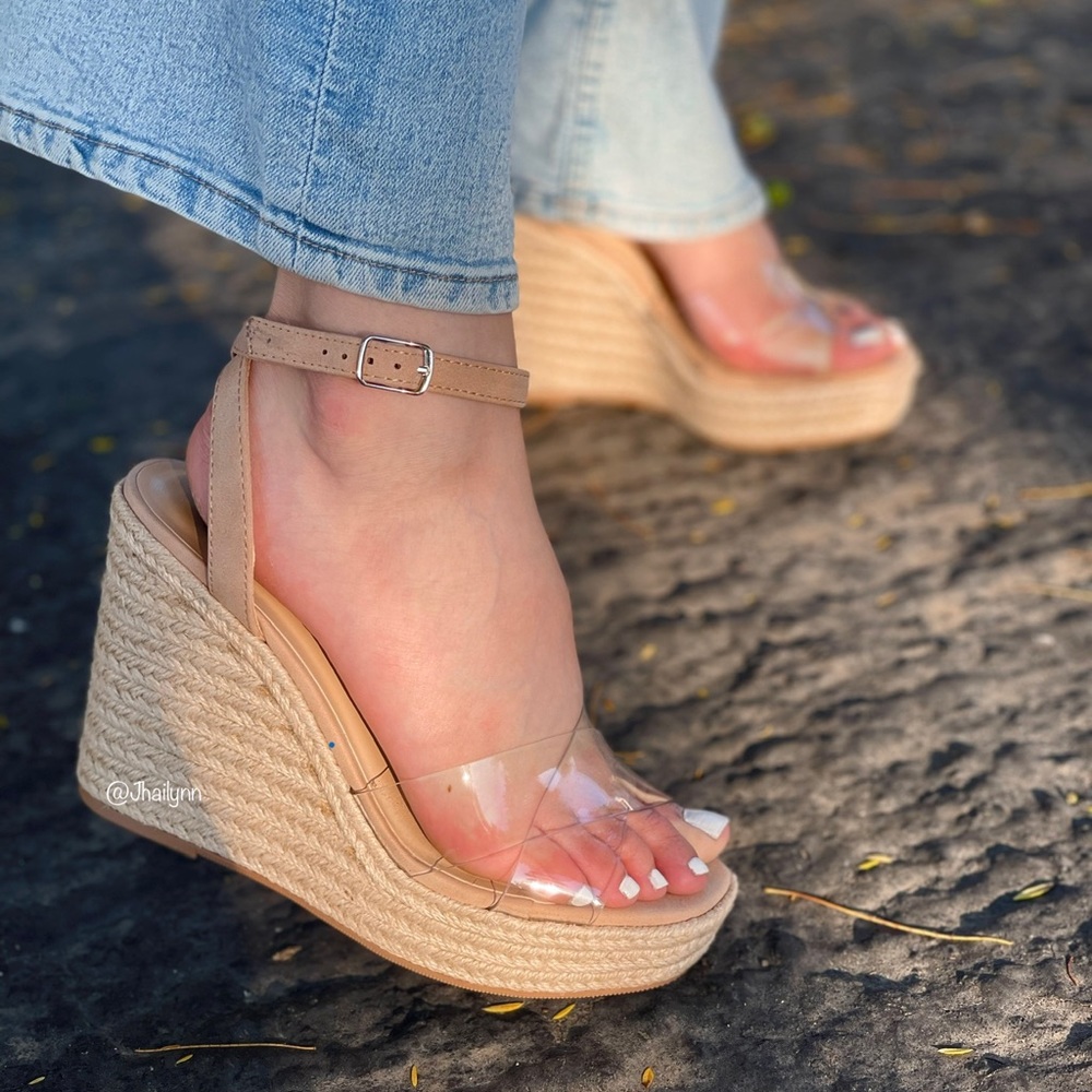 Clear strap Espadrille platform sandal